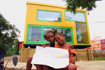 Kids from the neighbourhood in front of Node No. 1