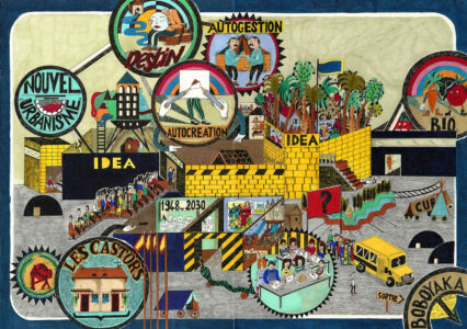 drawing by Camille Lavaud – IDEA, the info-center for active citizenship in a reclaimed IKEA retail store