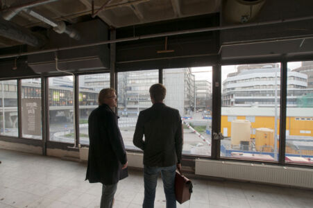 View from the exhibition at the ongoing reconstruction of the 1970s shopping center Hoog Catharijne.